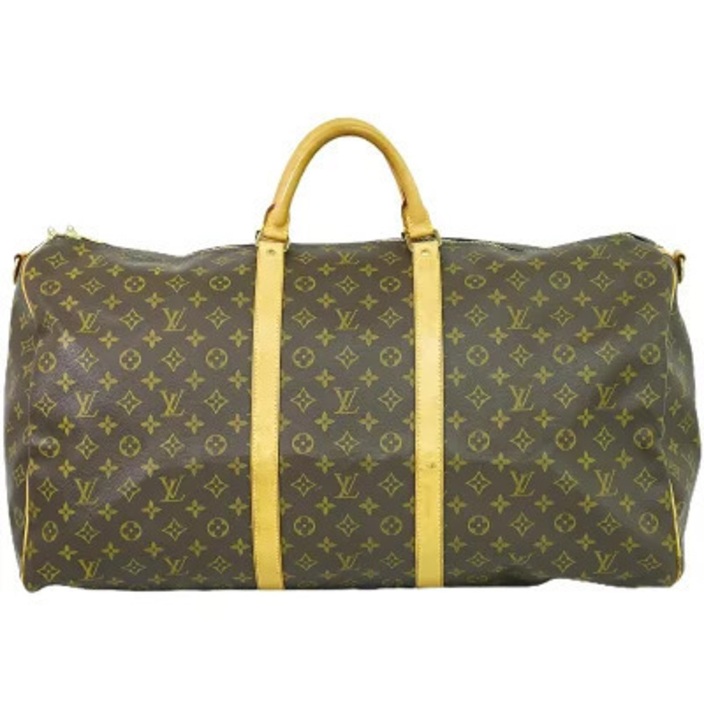 Louis Vuitton LV Keepall Bandouliere Monogram Boston Bag Canvas Leather Brown